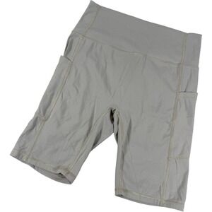 Natural Feelings SACRE Womens High Waisted Athletic Bike Shorts Tan Pockets M
